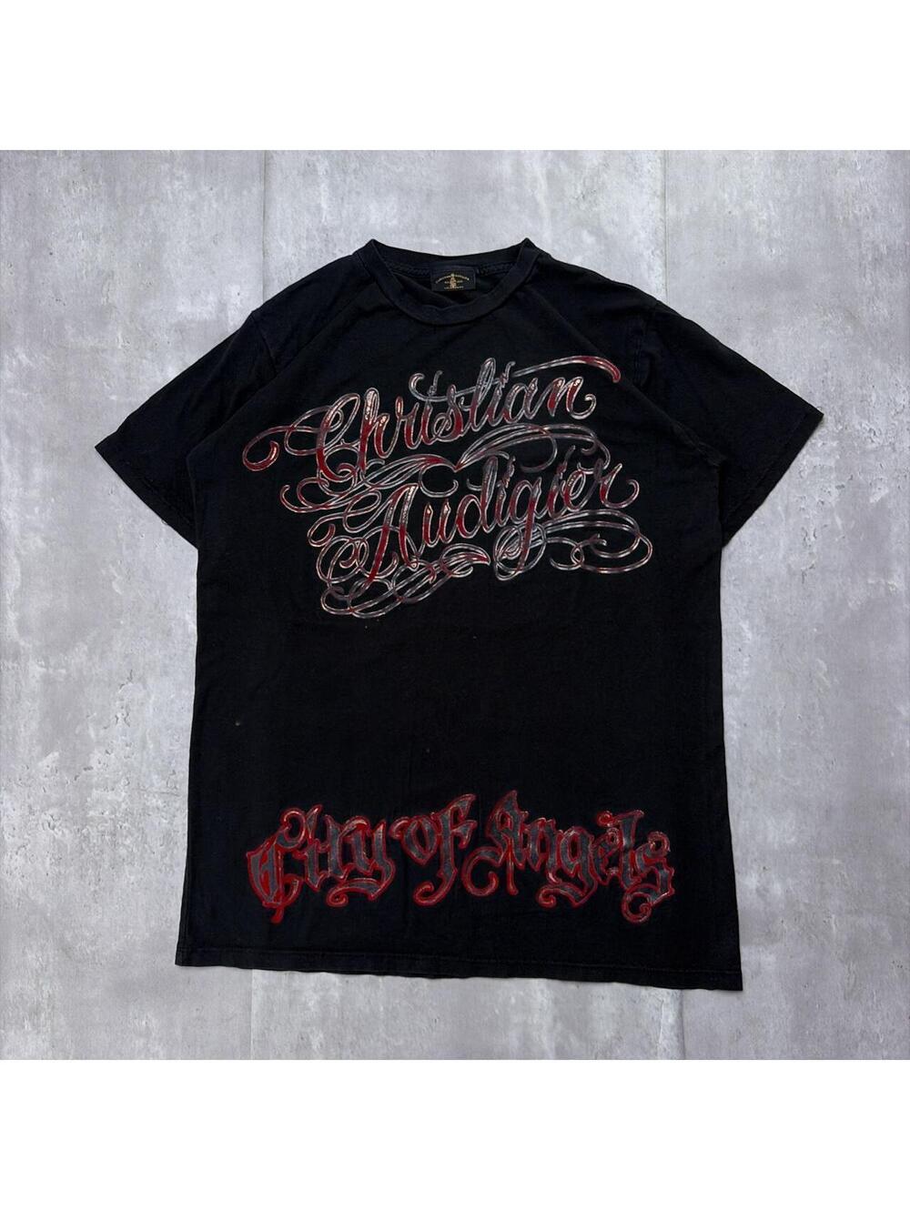 Y2K Black Christian Audigier Grunge Gothic Skater T-Shirt